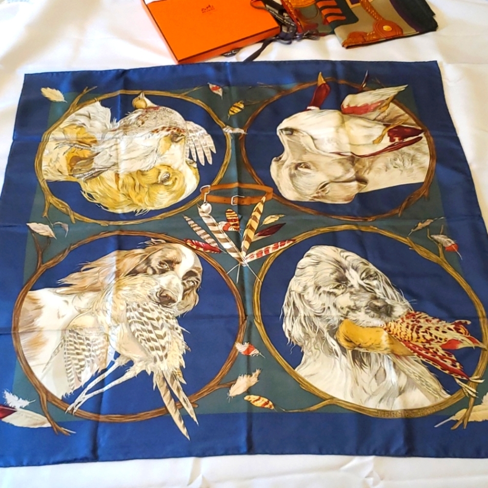 Hermes Silk Scarf 90x90 Square Hunting Dogs